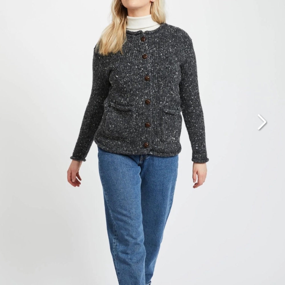 Aran Woollen Mills Women's Gray Tweed Sweater Women Size XL
